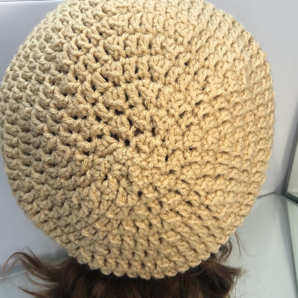 Beige slouchy hat unisex adult or teen Rasta style New hand crochet by me - Picture 3 of 4